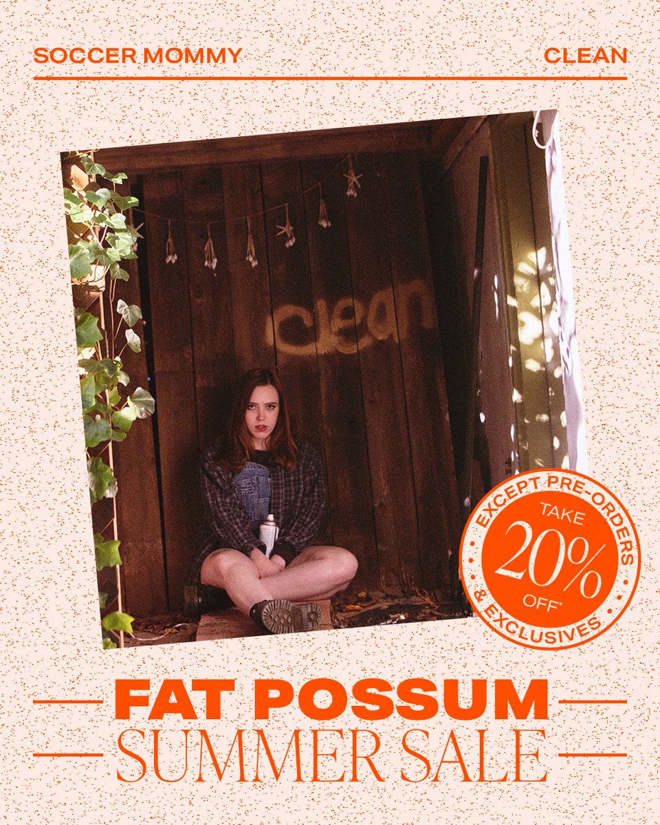 FatPossum's tweet photo. Fat Possum Summer Sale. 
20% off, across our store, all of July. No code needed.
Orders shipping out as fast as possible.
Pre-orders and Summer Exclusives exempt.
https://t.co/7mRe87HTVA https://t.co/4CW7xplv1F
