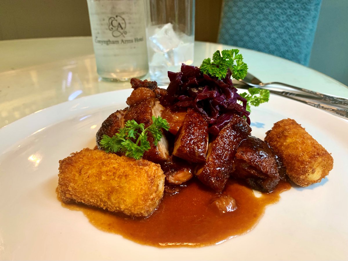 ConynghamArms's tweet photo. Our Crispy Half Roasted Duck; glazed with #BoyneValley honey sauce, potato croquette, homemade spiced plum sauce and red cabbage π€€π
Available from our a la carte menu, Wednesday-Saturday, 5-8:45pm.
#conynghamarmsrestaurant #crispyduck #outtodinner #boynevalleyfood #localfood https://t.co/2ILsyZYGFH