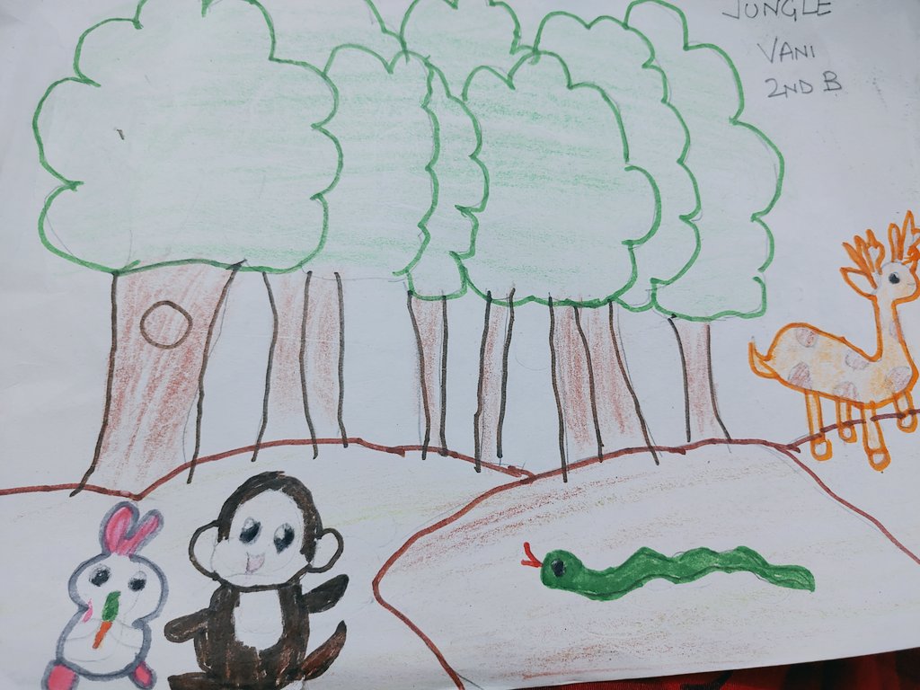 VanduVani's tweet photo. Vani draw this for nature conservation day.....
#natureconservation
#kidsdrawing
#artist
#TwitterArt 
#art
#jungle
#nature
#savenature
#blissfulbox
#forest https://t.co/cQb35WQf7G