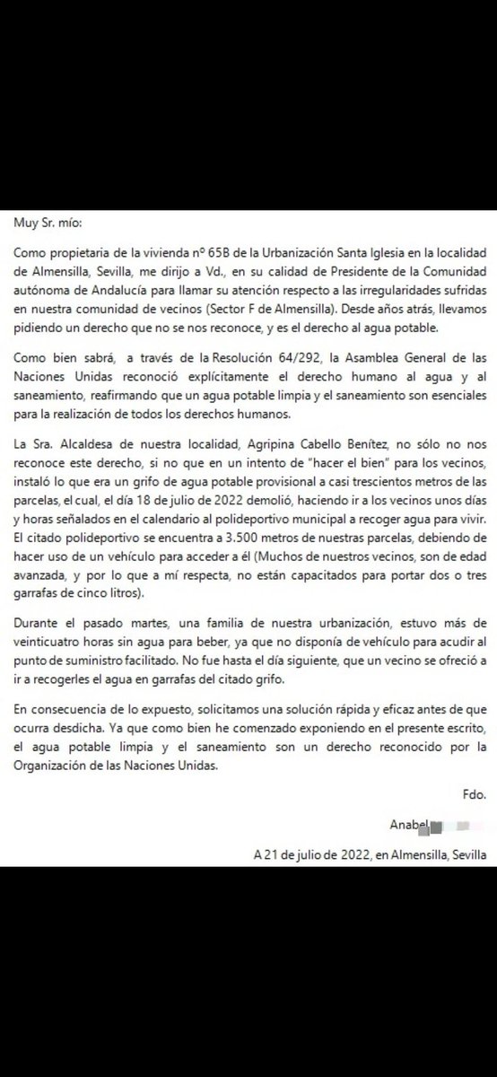 BichoMany's tweet photo. Escrito presentado al presidente de la Junta de Andalucía. 
Porfa, vamos a darle difusión para que el mundo sepa la problemática que tenemos los vecinos del #SectorF de Almensilla gracias a la gestión de @CabelloAgri https://t.co/JBhGmJebdg