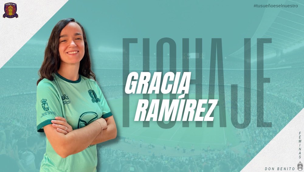 FeminasDBFC's tweet photo. 🫱🏼‍🫲🏼 ¡Fichaje! 🫱🏼‍🫲🏼

Os traemos a la segunda incorporación: ¡Gracia Ramírez! ⚔️

Llega procedente del club AD Mérida para reforzar nuestra defensa. Ilusionada y comprometida con su nueva camiseta.

¡A por todas! 💜

#tusueñoeselnuestro
#feminasdonbenito https://t.co/g9mxVjQL5L