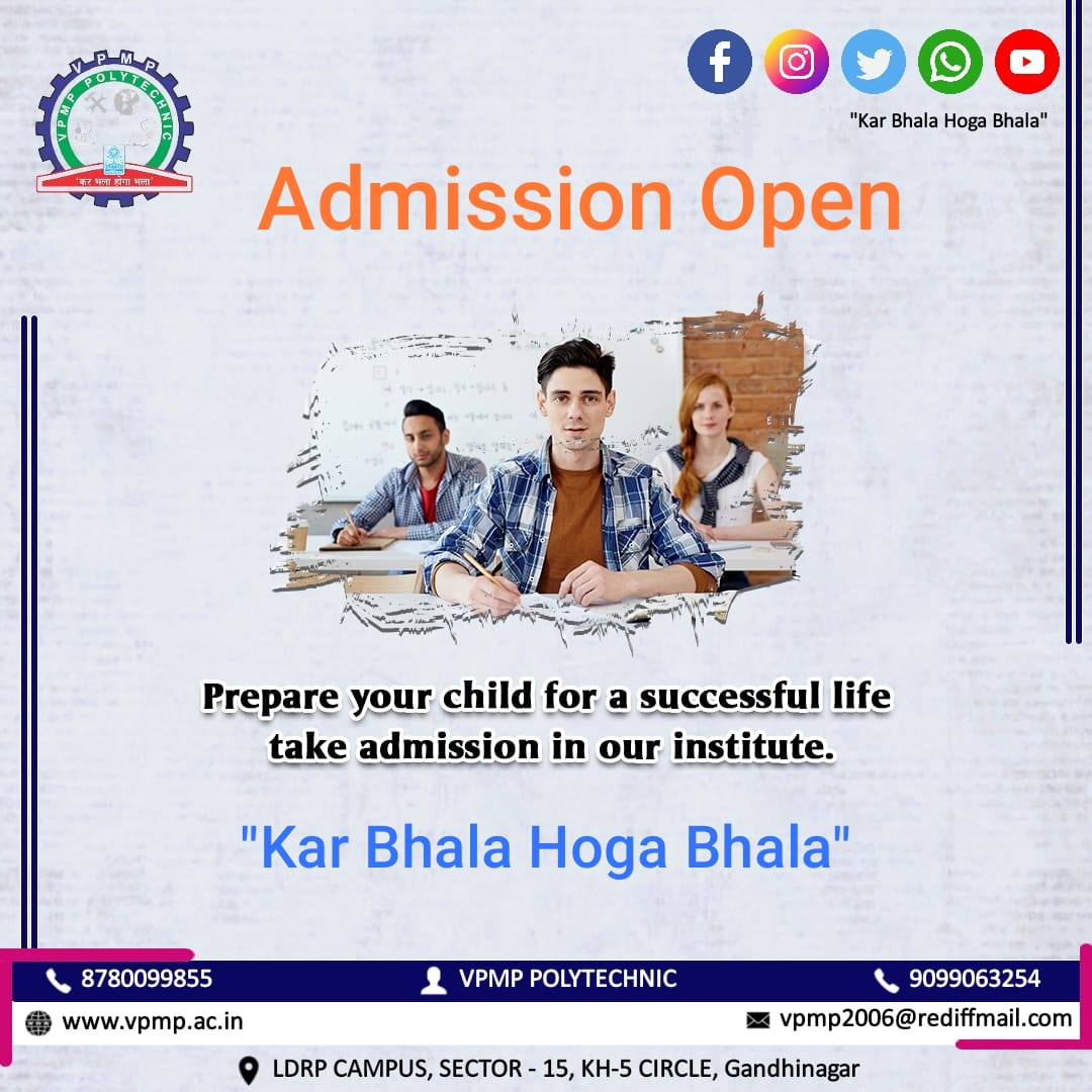SachinP63267081's tweet photo. VPMP POLYTECHNIC, GANDHINAGAR
LDRP ITR CAMPUS, SECTOR-15

Diploma Admission  2022

#SVKM #VPMP #GTU #DIPLOMA #ENGINEERING #GANDHINAGAR #KADI  #DiplomaAdmission2022 https://t.co/9ADc77LgxQ