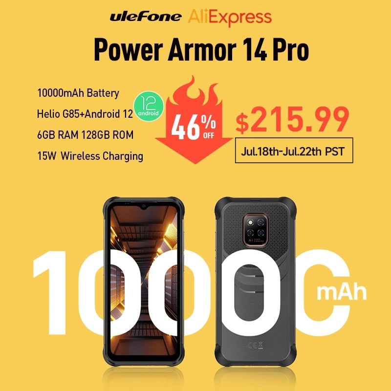 UlefoneMobile's tweet photo. #Ulefone #AliExpress Store Phones #Closeout Wholesale Is Hot Ongoing
#PowerArmor14Pro, cut the price down to $215.99 by 46% off, almost half the price to get one. As another Ulefone #rugged monster, it packs a huge 10000mAh battery, Android 12OS.
Buy Now👉🏻https://t.co/at4whDdH6A https://t.co/MYNY6vVgTT
