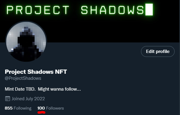 ProjectShadows's tweet photo. 100 Followers!!! 

This is just the beginning 😊

Thank you all and cheers to the beginning of momentum 🥂

#NFT #NFTs #FreeMints #NFTCommuntiy #NFTdrops https://t.co/tHjL9DM1oD