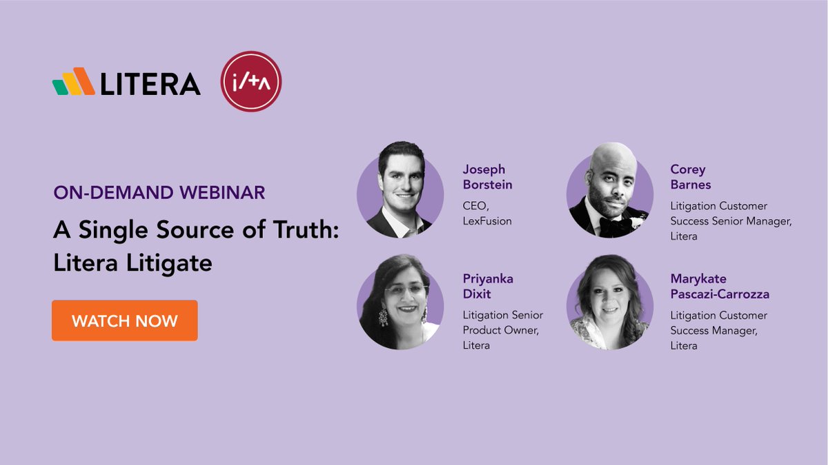 Did you miss our webinar in collaboration with expert speakers from Litera and @FusionLex? Watch the recording and learn how cases are managed with Litera Litigate, from a former litigator's perspective. Watch now: litera.global/3ODDutX #legaltech #lawfirms #litigation
