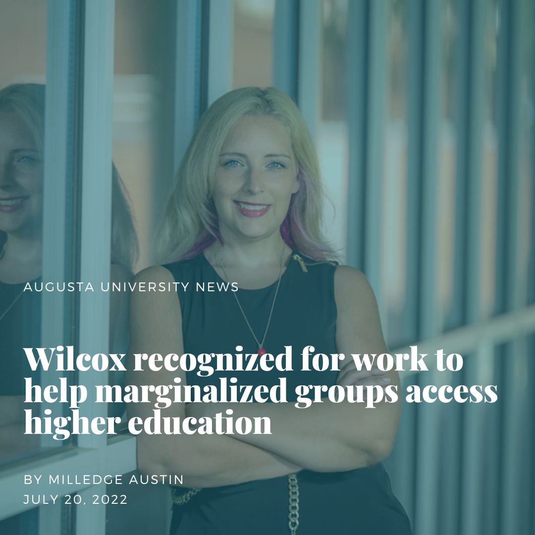 AugCSM's tweet image. Dr. Melanie Wilcox is an assistant professor of the department of psychological sciences, a licensed psychologist in Georgia, and an accomplished and award-winning scholar. 
Read about her groundbreaking research and life story: 
jagwire.augusta.edu/wilcox-recogni…