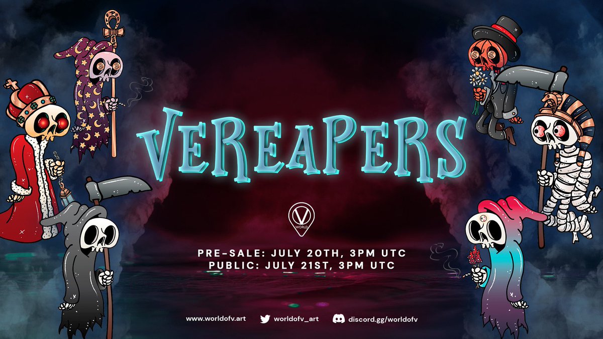 #VeReapers Public Sale is live on worldofv.art! 🔥

👻 price: 800 $VET / 6666 $WoV

💀 grab your #VeReapers on vereapers.worldofv.art/#/

#WoV #WorldofV #VNFT