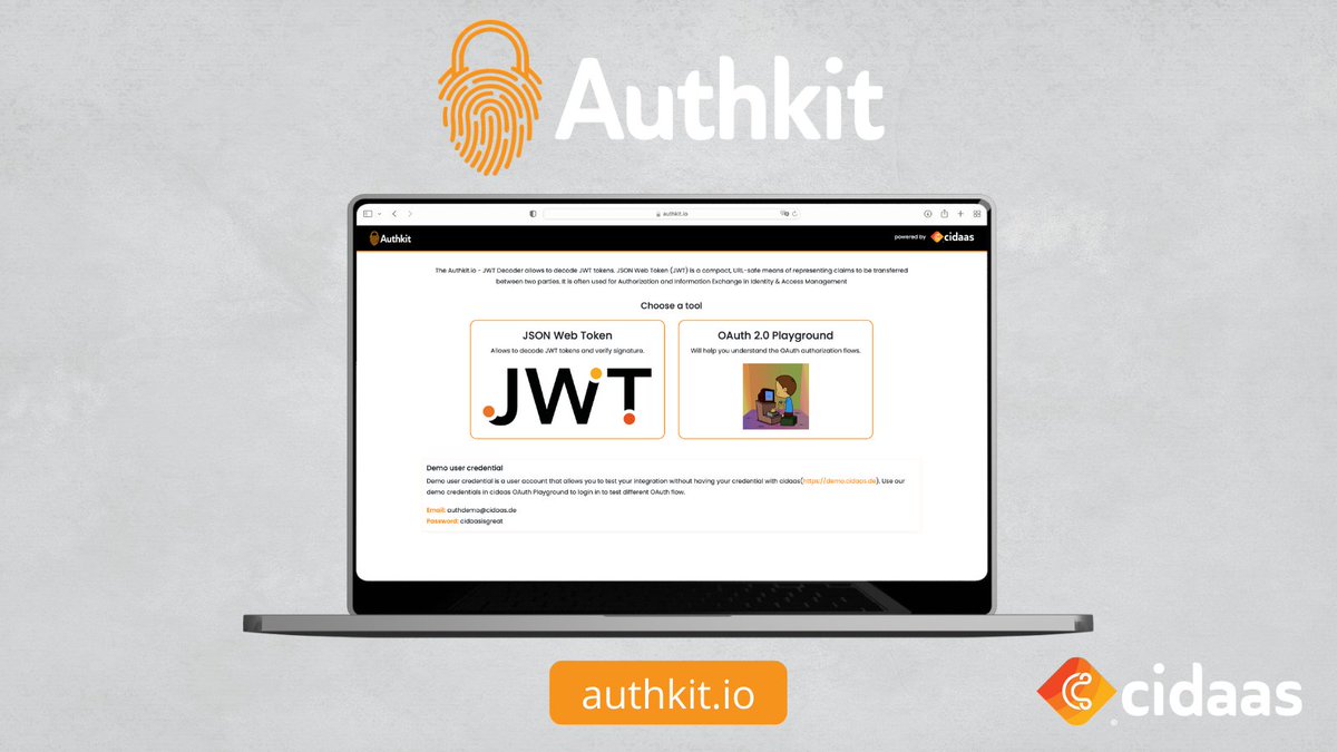 Entwickler aufgepasst! 👩‍💻👨‍💻
Testet jetzt kostenlos unser cidaas Developer Tool Authkit .io und nutzt weltweit die effizientesten Werkzeuge für IAM. 💡

Entdeckt unseren JWT Decoder und probiert unser neues Tool, den OAuth 2.0 Playground.

➡️cidaas.com/de/authkit-io-…