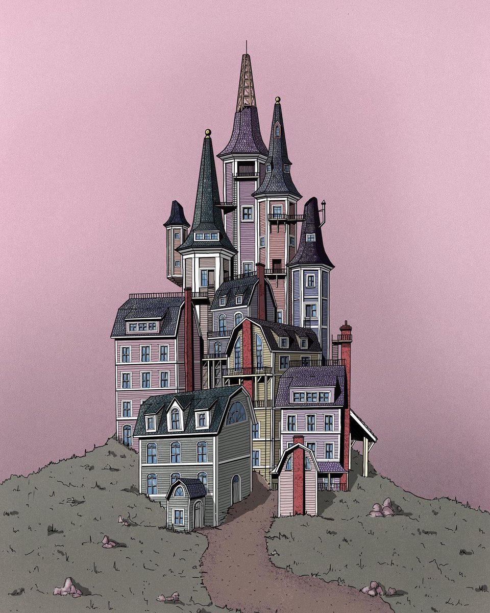 Timber Tower Town, Illustration made in <a href="/Procreate/">Procreate</a>