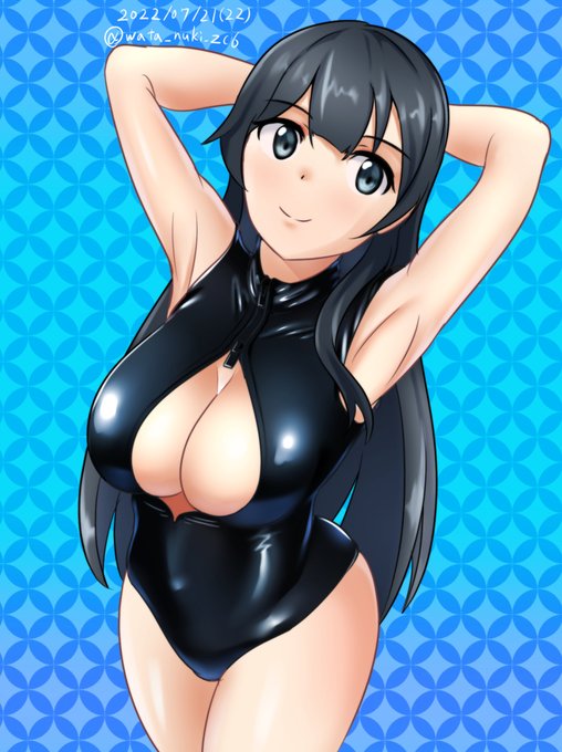 #艦これ版深夜の真剣お絵描き60分一本勝負 
 #艦これ版真剣お絵描き60分一本勝負_20220721
 #阿賀野 
+70分
阿賀野フロントジッパー競泳水着mode。 