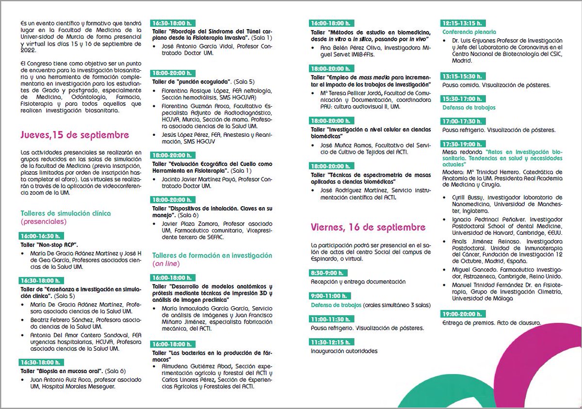 🔊¡¡¡ El plazo de presentación de trabajos se acerca a su fin. No lo dejes para el último momento!!! 🔊 
      🩻🩺🩹💊💉🩸🧬🦠🧫🧪🔬⚗️📈
eventos.um.es/82209.html