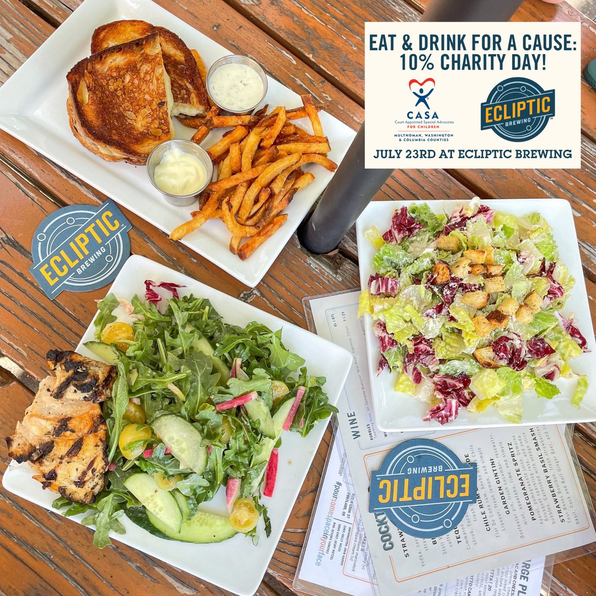 EclipticBrewing's tweet photo. Eat and drink for a cause! This Saturday, July 23rd, 10% of all Mothership restaurant sales will be donated to #CASAforChildren⁠. Head over to their Instagram page to enter a stellar GIVEAWAY featuring both Ecliptic and CASA for Children goodies ✨⁠. https://t.co/oGaUCyZvHF