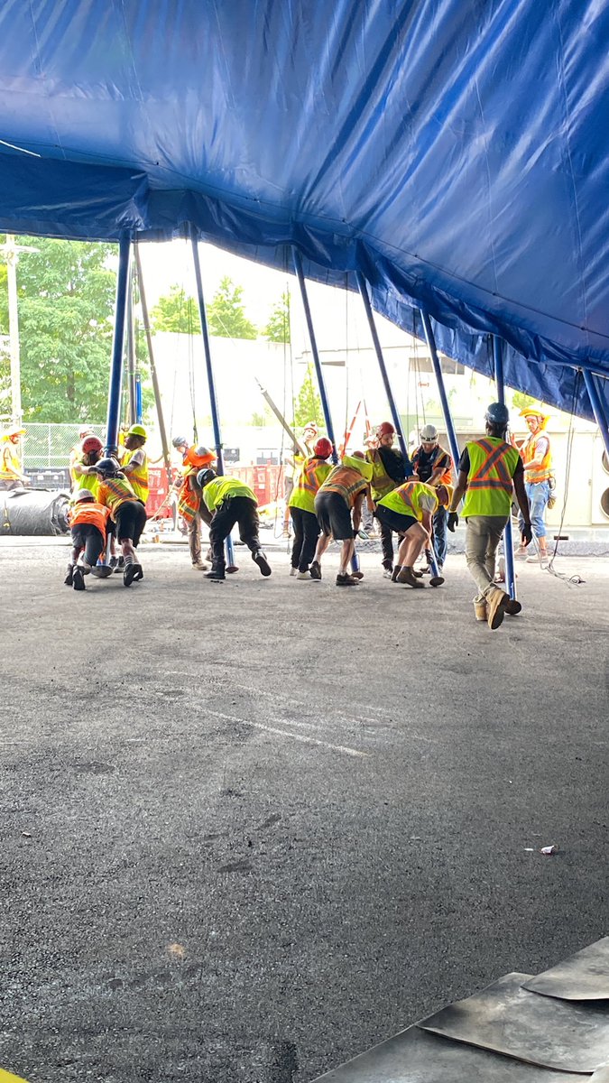 redpumps's tweet photo. “Just watch out for the forklifts…” 😆 Just another day in Fairfax County tourism! @Cirque #KURIOS returning to #Tysons starting 7/29. Thanks @TAA_PR for having us out for the Big Top lift! #fxva @VisitFairfax https://t.co/eMBl6RhoFQ