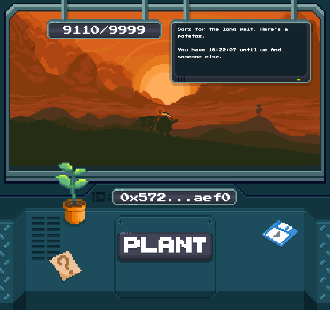 Memeland's tweet photo. We have added some "memes" in the mint site, smart contract, and promo assets. Have you found them all?

Here's one: If you click the blue floppy disc, it will play "Never Gonna Give You Up" in Morse code. 😂

18 HOURS BEFORE ALL POTATOZ ARE SEIZED.
👉 https://t.co/lplq34yj34 https://t.co/WobTlDdkr7