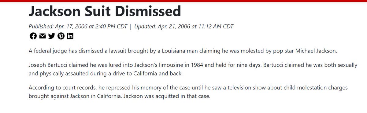 MJJRepository's tweet photo. On this day in 2005, MJ was admonished for ignoring Joseph Bartucci's case.

A tale of a limo kidnapping &amp; abuse—he'd never met MJ and was in different state during timeline.

MJ still suffered $10k fine &amp; $50k+ in lawyer fees.

False accusers deserve more serious repercussions. https://t.co/NF1OYSBwBI