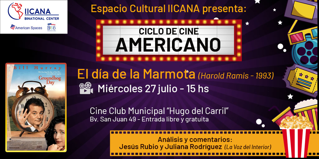 iicanacentro's tweet photo. Espacio Cultural IICANA te invita al cierre del “Ciclo de Cine Americano”, con la proyección de "El día de la Marmota" (1993)🎬
📆Miércoles 27 de julio - 15 hs. en @cineclubmuni
 🍿Entrada libre y gratuita, sujeta a capacidad de sala (incluye snacks de obsequio)
¡Te esperamos!😀 https://t.co/3uTQfM1Nbm