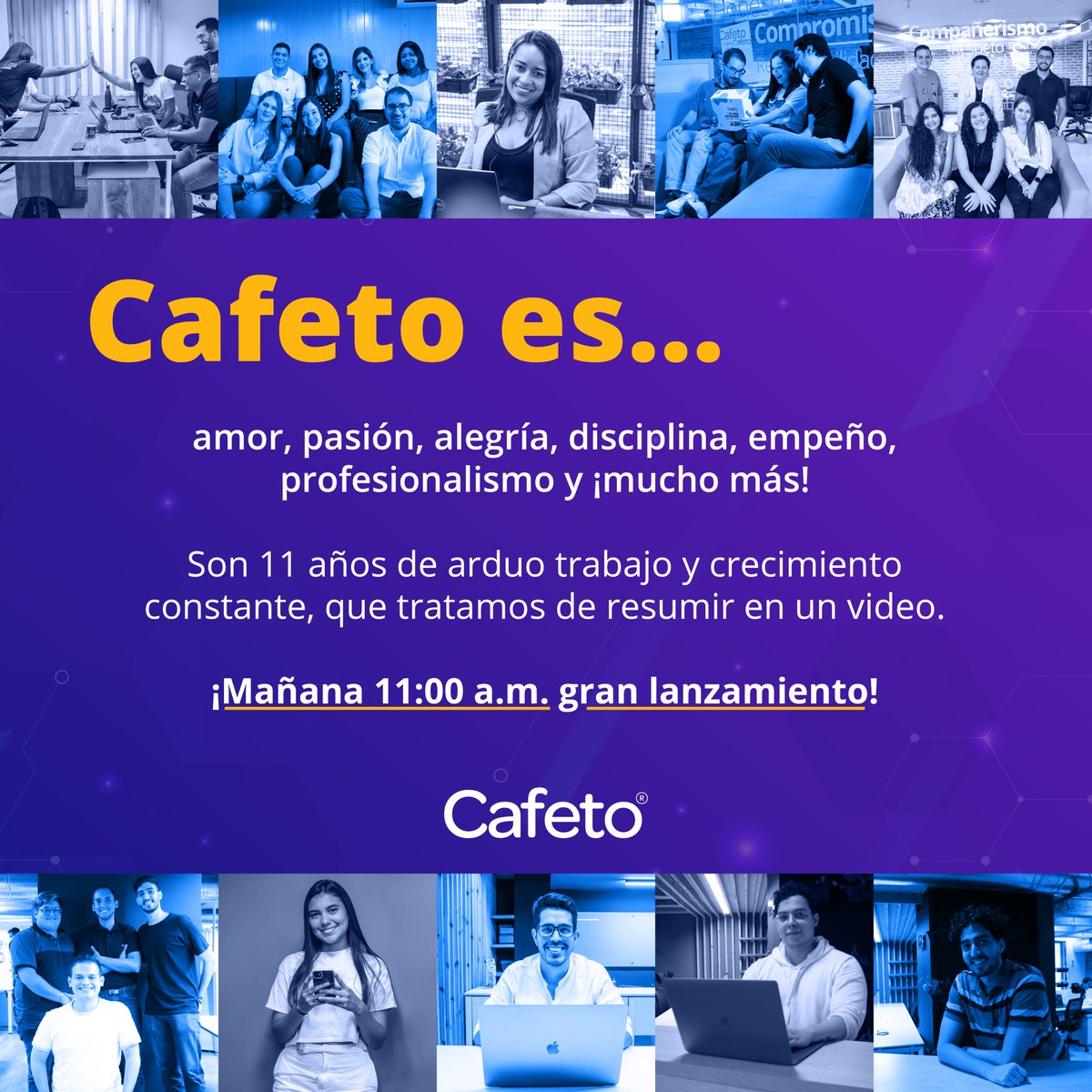 CafetoSoftware's tweet image. ¡Queremos que nos conozcan mejor! 🙌🏼

⚡️ Nuestra misión 
💻 Nuestro trabajo
🕺 Nuestra gente 

¡No te pierdas el vídeo que lanzaremos mañana!  
Puedes verlo aquí: 👉 youtu.be/PNtIzwpij0I