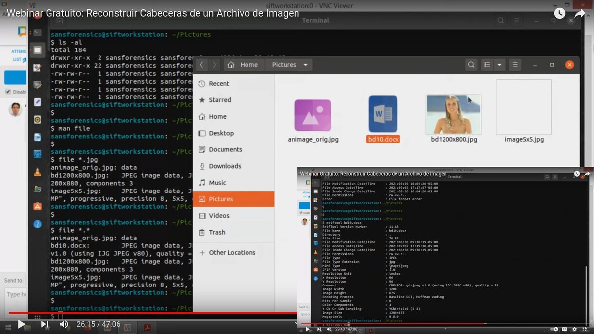 Alonso_ReYDeS's tweet photo. Disponible el video del Webinar Gratuito: "Reconstruir Cabeceras de un Archivo de Imagen". #hacking #cybersecurity #redteam #osint #forensics 🎞 https://t.co/1eATkXi487 https://t.co/cxby3MQXP0