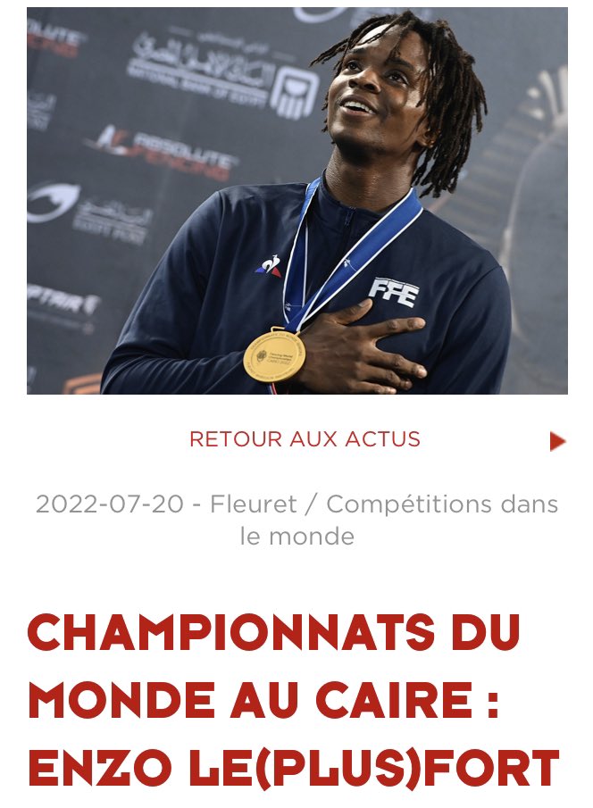 pavelclauzard's tweet photo. Communiqué de presse / article #3 pour la @ffescrime sur les mondiaux au Caire avec le sacre d’ @Enzo_Lefort, bonne lecture ! ⤵️✍🏻
https://t.co/WrpdZzrziY
#journalisme #escrime #fiefencing #ffe #lecaire2022 https://t.co/Q6HnnCeOSm