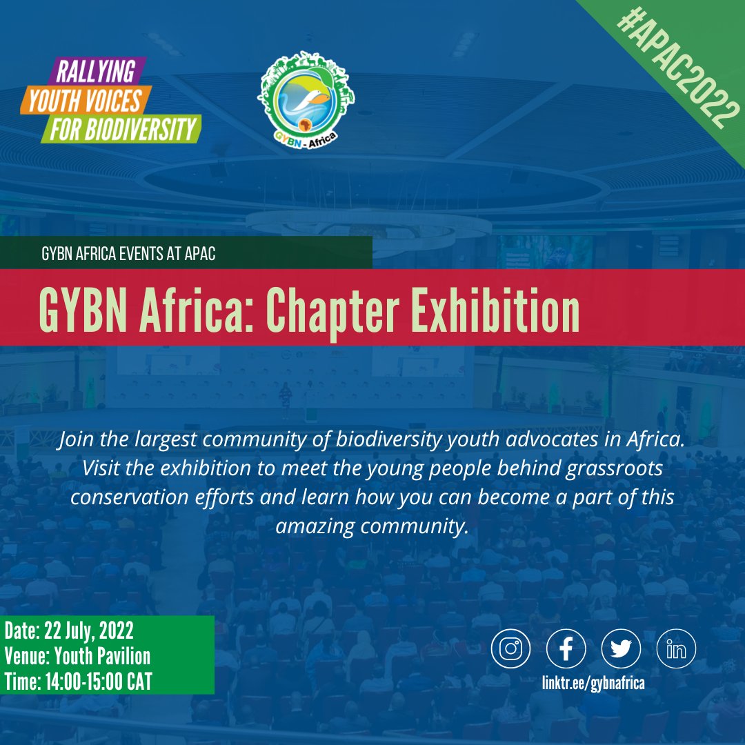 zybn_cbd's tweet image. Join the GYBN Africa community with us and learn about how we are engaging youth in biodiversity in #Zimbabwe and beyond. #APAC2022

22, July 2022
Time: 14:00pm
Venue: Youth Pavilion

#Youth4Biodiversity #BiodiversityYouthWave #COP15 #Post2020