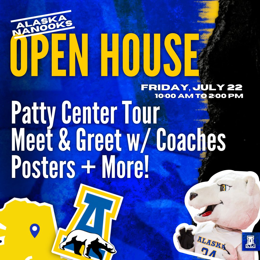 AlaskaNanooks's tweet photo. Swing through the Patty Center as part of @uafairbanks Nanook Rendezvous! Between 10:00 a.m. and 2:00 p.m. we'll have posters, Patty Center tours and meet and greets with available coaches! 

For a full campus schedule, follow the link below!

🔗 >> https://t.co/Vj6mS4HBFC https://t.co/Y0mfHIdx5o