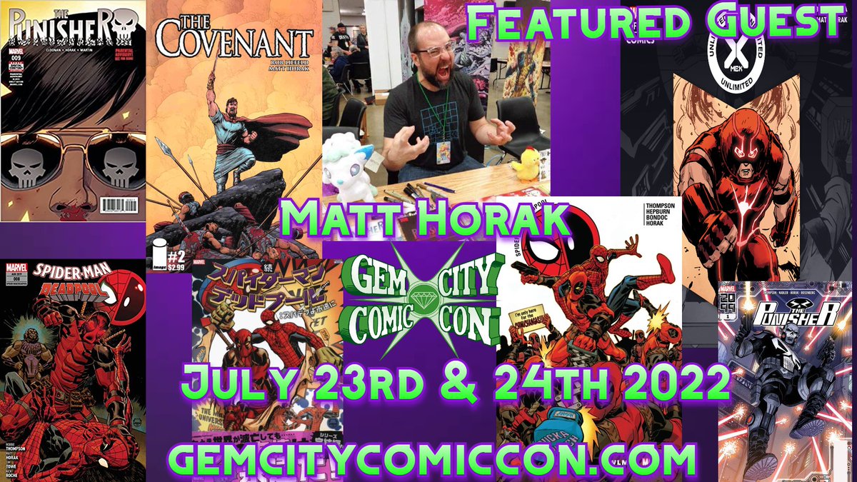 GemCityComicCon's tweet photo. The #GemCityComicCon is pleased to welcome Matt Horak to our 2022 show!
#GCCC2022 #coimcs #comicbooks #creator #convention #FeaturedGuest #comiccreator #comicbookcreator #comicbookartist #comicartist #artist #illustrator #Marvel #MarvelComics #ThePunisher #Image #ImageComics https://t.co/EUO3rAMtbw