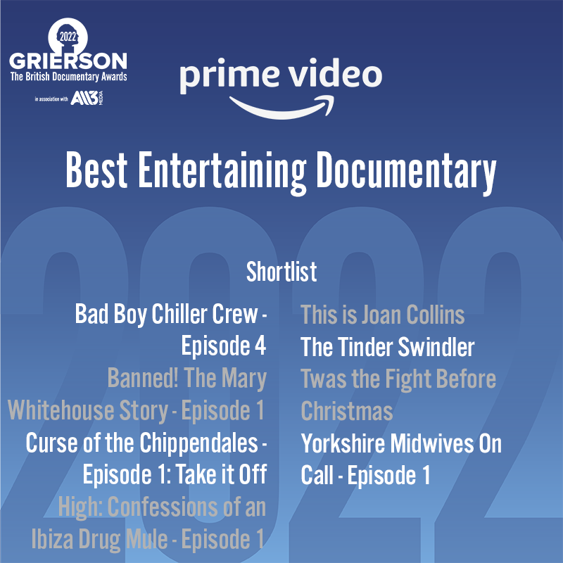 Very excited that two of our feature documentaries have been shortlisted for a <a href="/griersontrust/">The Grierson Trust</a> award. A SPACE IN TIME for the "Best Single Documentary: Domestic" and THIS IS JOAN COLLINS for the "Best Entertaining Documentary"

Congratulations to both teams and fingers crossed!