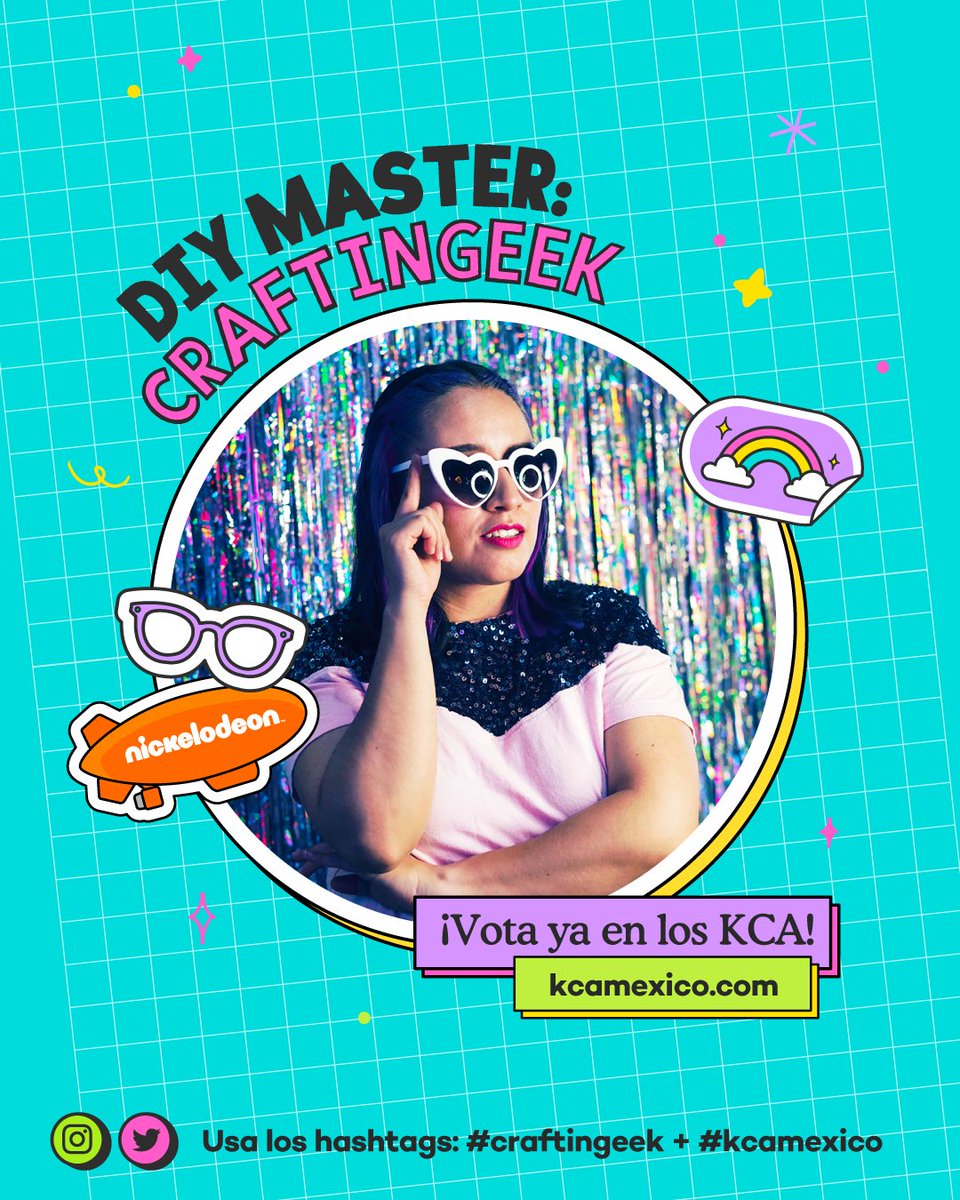 craftingeek's tweet photo. Crafters estamos pre-nominados en la categoría DIY MASTER 💜 en los #KCAMexico @Nickelodeon 🥳
¡Falta poco para votar 😎!
- Tuitea usando siempre los hashtag #CRAFTINGEEK +
#KCAMEXICO
- Sigue la cuenta de @nickelodeonla en Twitter
Y ahora sí vota todas las veces que quieras! 🤩 https://t.co/i1umHtDkHR