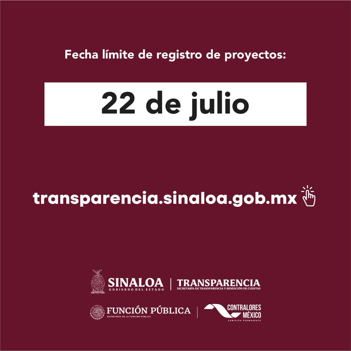 STRCSinaloa's tweet photo. ¡Atención Comités de Contraloría Social y Organizaciones de la Sociedad Civil! 📣

Aún están a tiempo de participar en el Premio de Contraloría Social Sinaloa 2022 y representar al Estado en el certamen nacional.

Toda la información en: https://t.co/Rrd3dxjLKk 

@ContraloresMX https://t.co/P3bDYqkbLj