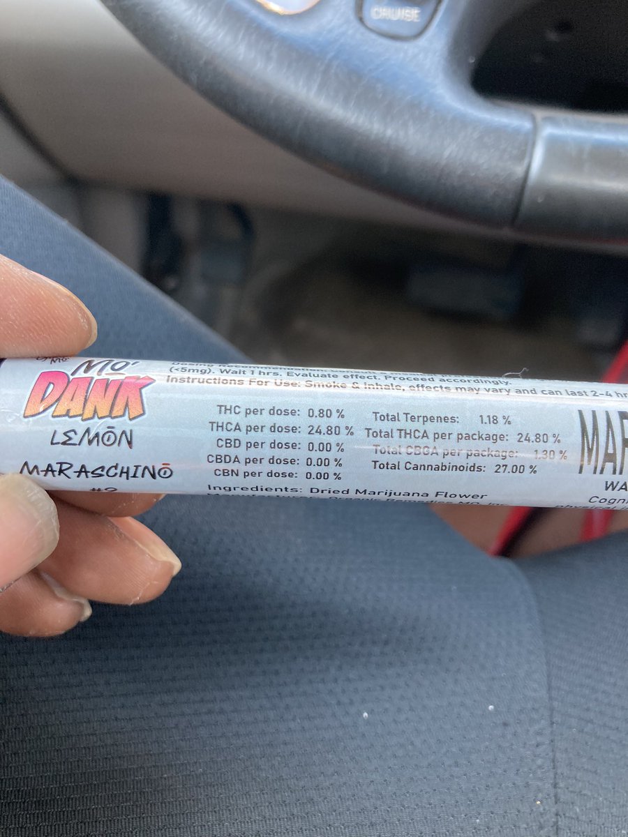 GodAllMarley's tweet photo. Yes, I’m trying every #MoDank pre-roll they have to offer, these are their claims. This is a Hybrid btw. #Mmemberville #CannabisCommunity Light citrus taste of lemon, nice head high, relieved a headache https://t.co/R4zBQJat03