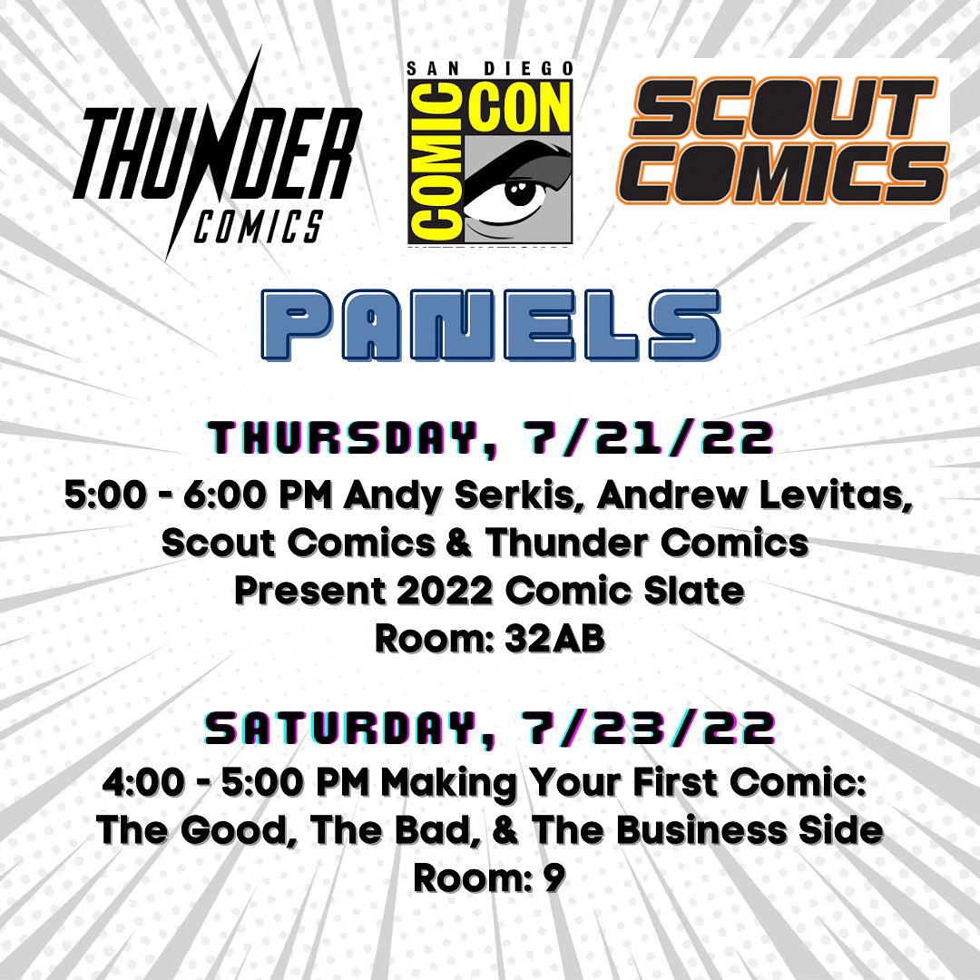 Today our <a href="/Comic_Con/">Comic-Con International</a> panels begin! ⚡️ You’re not going to want to miss either of our #BehindTheScenes discussions about our upcoming projects and the publishing process (see image). Which panel are you most excited about?! #SanDiegoComicCon