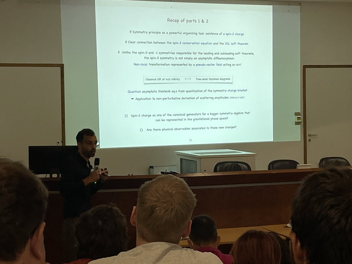 FrancesVidotto's tweet photo. As Bronstein Prize recipient, Daniele Pranzetti gave also a plenary talk at #LOOPS22, delving more into the issue of asymptotic symmetries introduced in the talks by Laurent Freidel and Miguel Campiglia. We are still there, standing on the shoulders of the great Emmy Noether! https://t.co/hzuPP73zEG