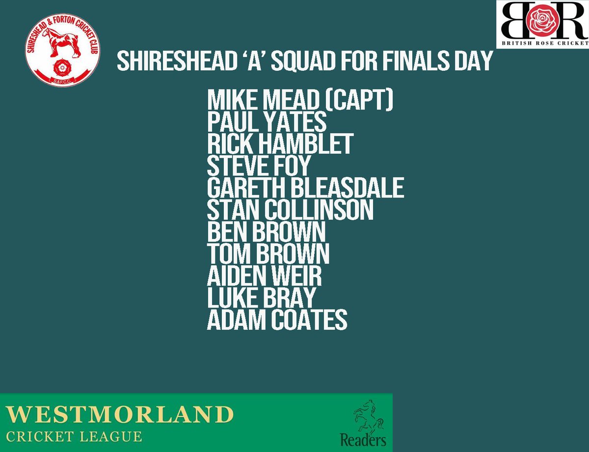 SQUADS FOR BRITISH ROSE T20 FINALS DAY
Below are the squads for the British Rose T20 Cup Finals Day which will be hosted by Milnthorpe on Sunday.
#WCL