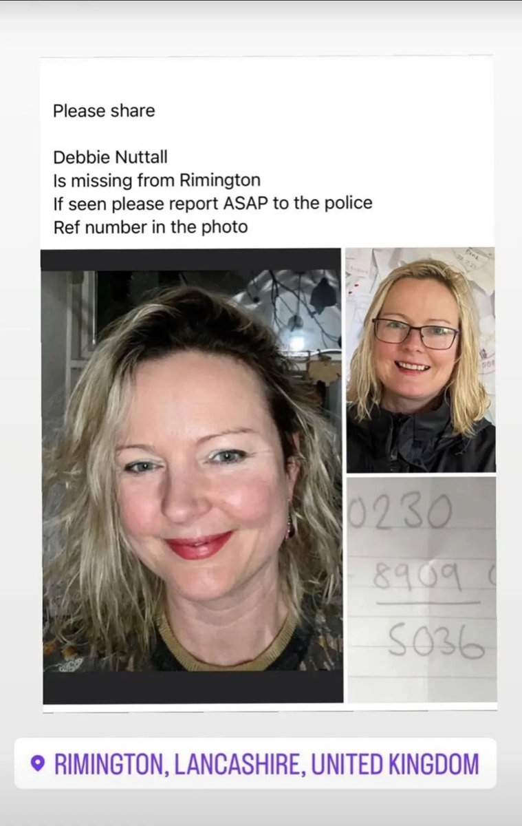 amiescool's tweet photo. Our pal Debbie Nuttall is currently missing &amp; we’re very concerned for her well-being. We know she’s been to different cities in the north before losing the trail. We’re worried sick and need to find her asap. Trying to get her picture out there. Plz share https://t.co/tRBLCVAGwC