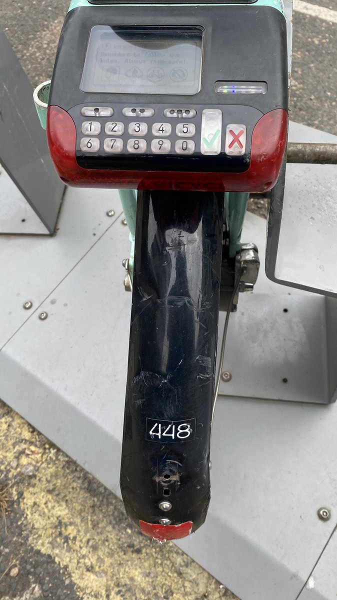 iRogerLehner's tweet photo. @BTNBikeShare bike 448 at hub by Sussex Cricket Ground can’t be rented, always connection error https://t.co/awWEINbbHf