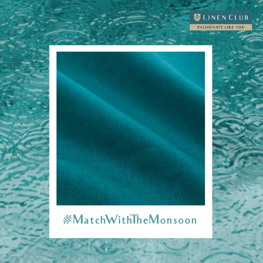 LinenClub's tweet photo. Don’t just dress for cloudy days, dress to feel like you’re on cloud 9. Style the real colours of the season when it comes to your linen and #MatchWithTheMonsoon. Explore fabrics in countless designs and shades to brighten up this monsoon only at Linen Club. https://t.co/U9BjFOELoz