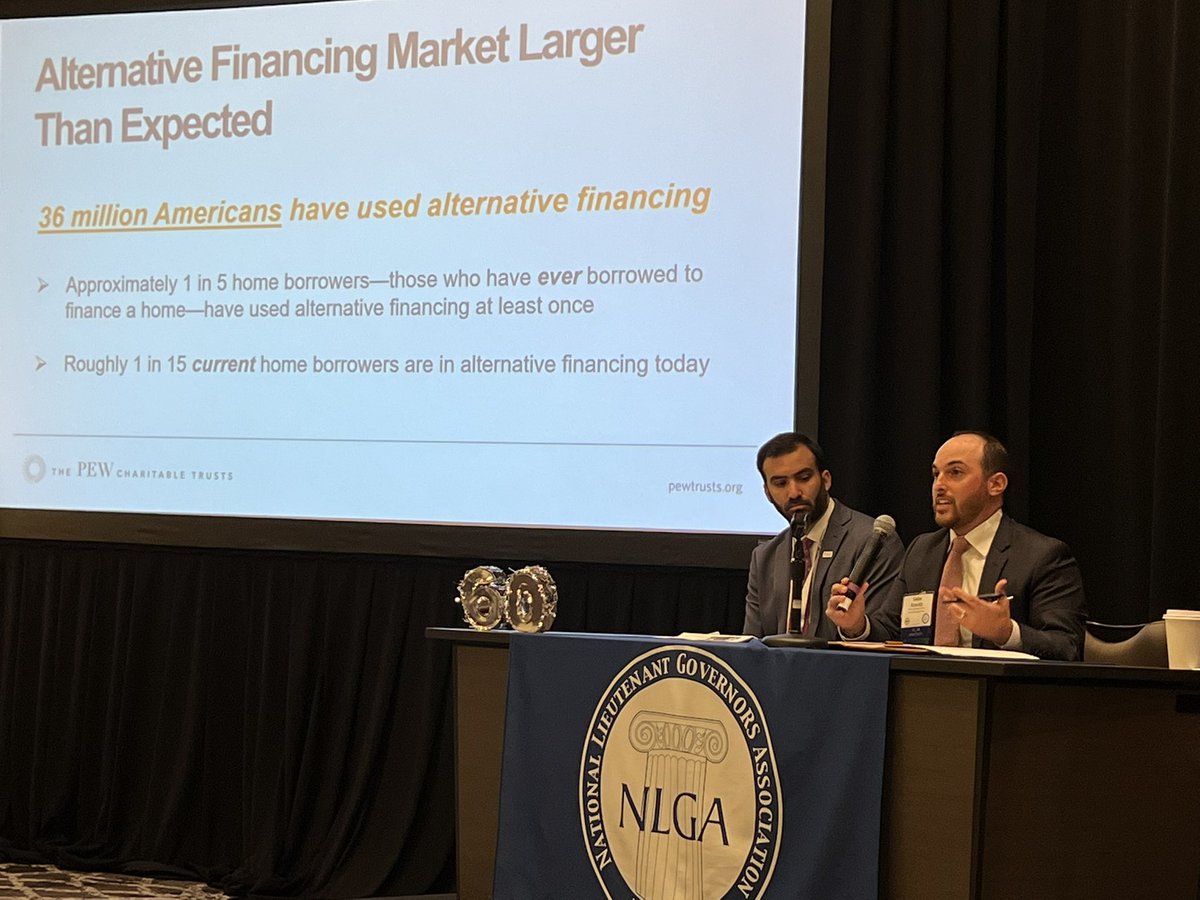 National Lieutenant Governors Association (NLGA) (@nlga) on Twitter photo <a href="/pewtrusts/">The Pew Trusts</a> Gabe Kravitz tells seconds in command at the NLGA Annual Meeting that 1 in 5 American home borrowers have, at some time, used alternative home financing. 1 in 15 currently use such financing. <a href="/pewtrusts/">The Pew Trusts</a> Gabe Kravitz tells seconds in command at the NLGA Annual Meeting that 1 in 5 American home borrowers have, at some time, used alternative home financing. 1 in 15 currently use such financing.