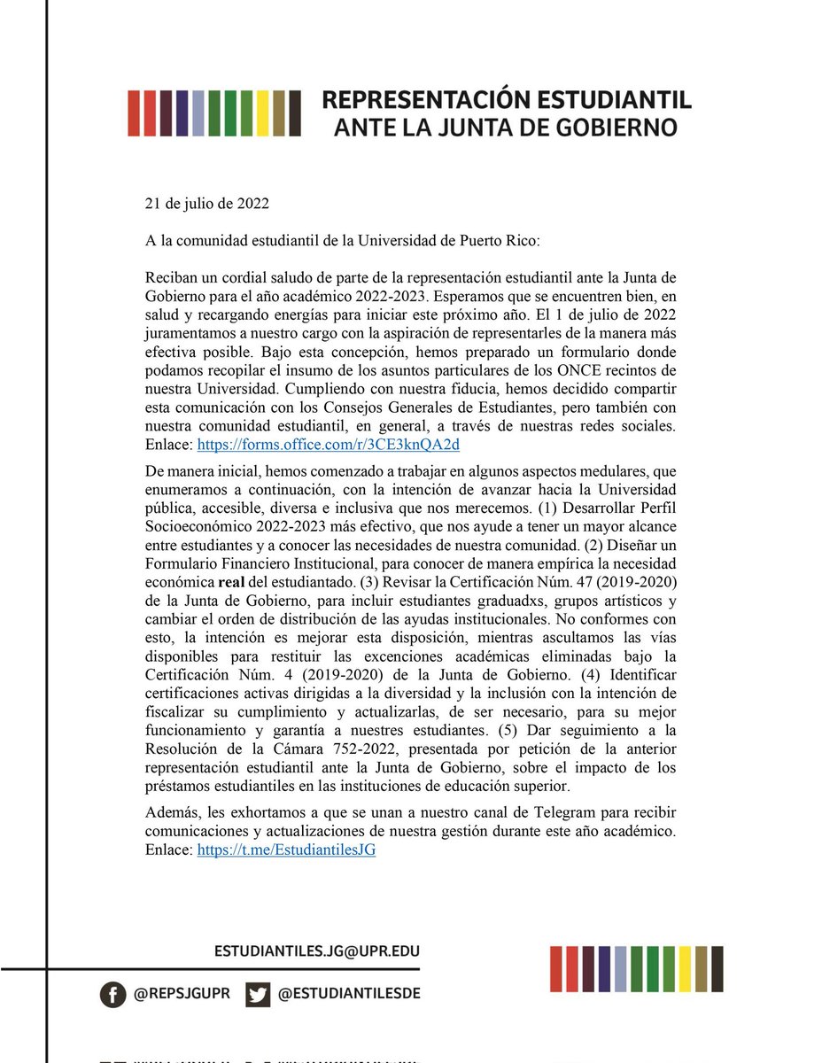 Representantes Estudiantiles de la Junta Gobierno tweet media