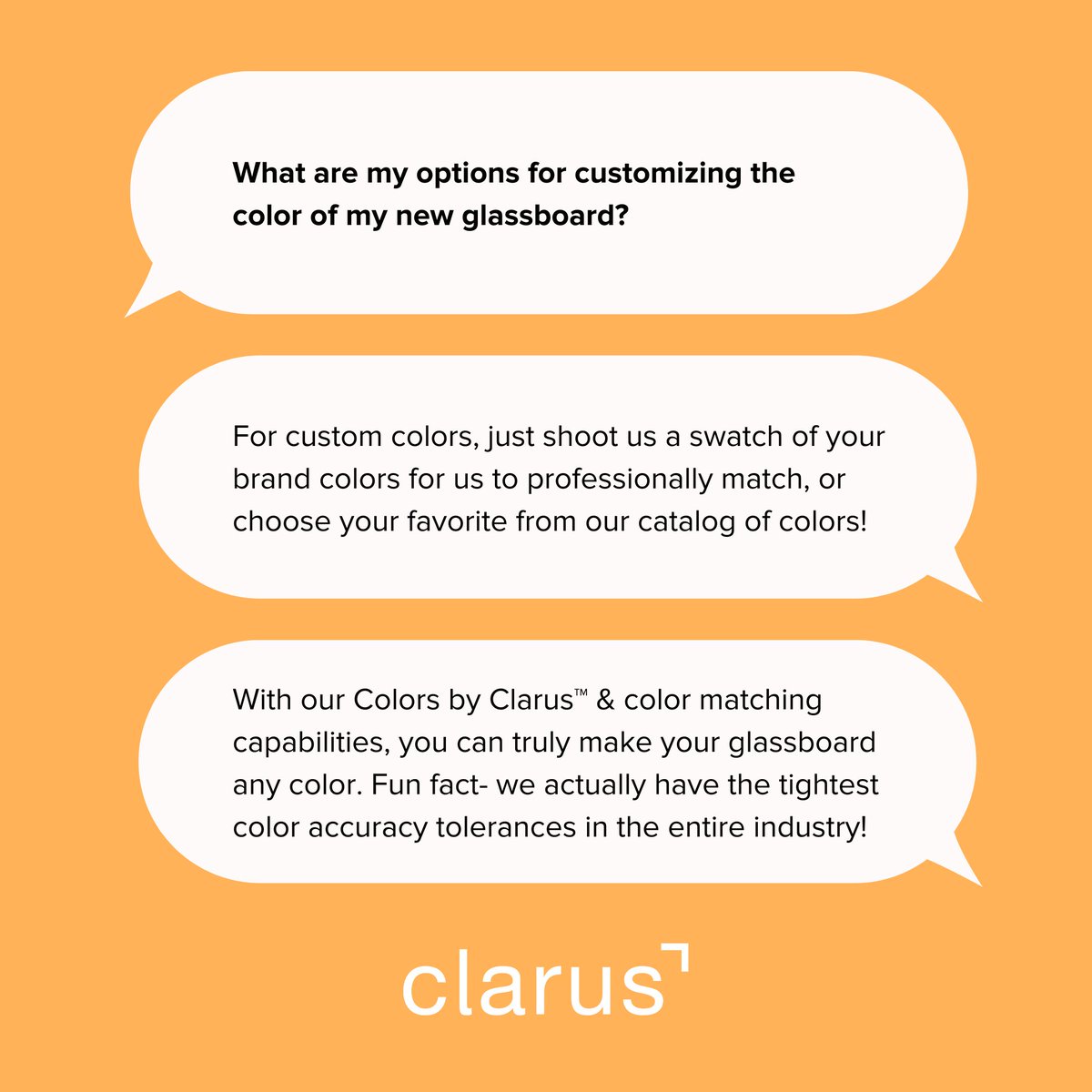 ClarusBoards's tweet photo. We are back with another Q&amp;A, where we answer the most common questions people are curious about, or just needed a bit more detail on.

Today we are diving deeper into #custom #colormatching and #prints - check it out!

#ClarusAdvantage #Glassboards #QandA #OfficeDesign https://t.co/kypcbnkLM9