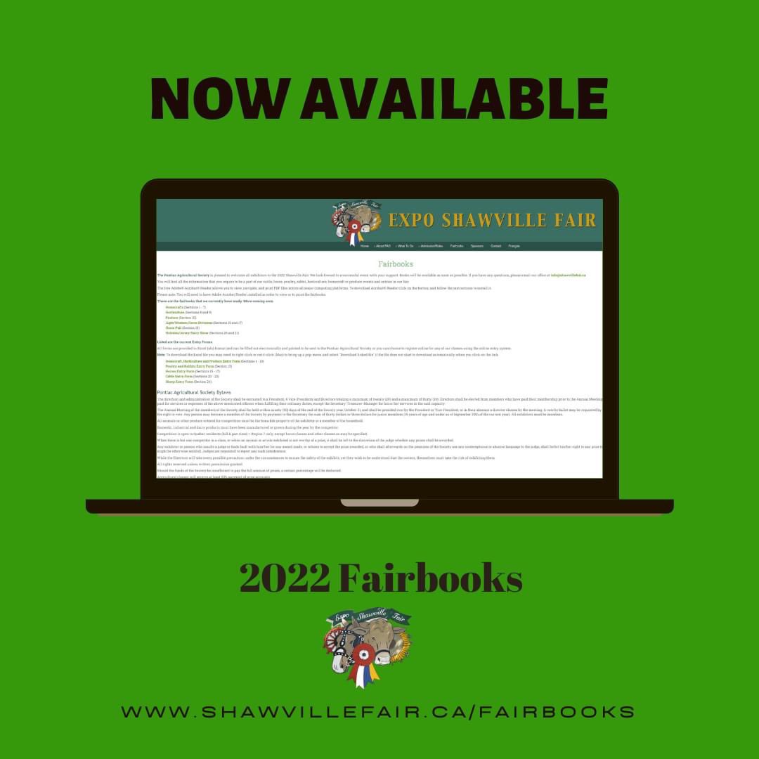 ExpoFair's tweet photo. We are pleased to welcome exhibitors to the 2022 Shawville Fair!
Most Fairbooks are now available online:https://t.co/coPv3gdtE4

If you wish to pick up paper copies, please connect with the office and they will gladly assist you. Reach us at 819-647-3213 or info@shawvillefair.ca https://t.co/kaCUr3QVmC