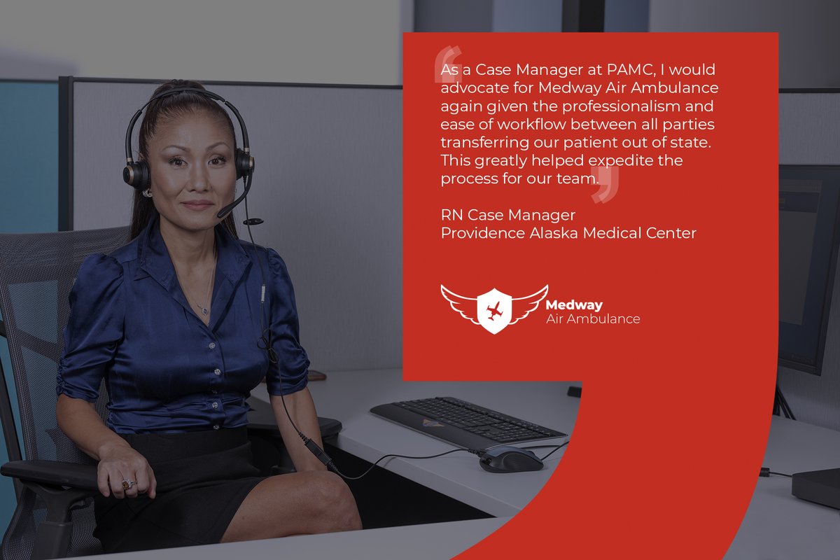 MedwayAir's tweet photo. It is always wonderful to hear from #casemanagers about their experience with our team. Medway counts it an honor to partner with facilities when air medical transportation becomes a need. Call 800.233.0655 to speak with one of our caring, compassionate flight coordinators. https://t.co/H0wgBUOW1Y