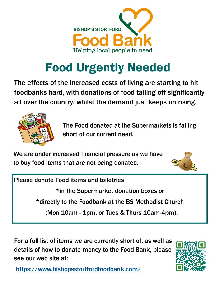 The BS Foodbank is struggling to keep up with the demands currently being placed on it. Please help. @StortfordIndie @stortfordhour @club_bishop