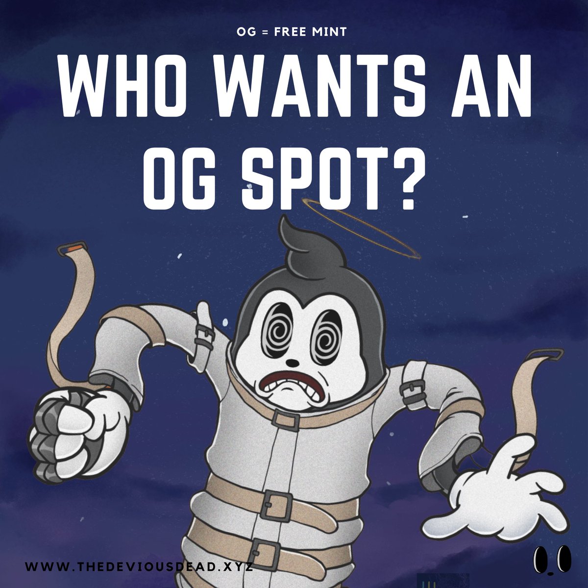 Devious_DeadNFT's tweet photo. Who's always wanted an OG spot? Now is your chance, this event will be a shill event. It's simple, you shill The Devious Dead in one tweet using your favourite sneak peek โ
& we 2 will choose 2 OG spot winners. For an extra chance of winning, change your Twitter & discord pfp ๐ https://t.co/2bPUrsCJbx