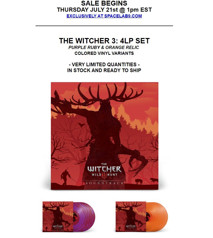 Wario64's tweet photo. The Witcher 3 - 4xLP Vinyl soundtrack vinyl available at Spacelab9 in ~14 minutes (10 AM PT) https://t.co/kIi3ibCqak https://t.co/V6MIvoPuXm