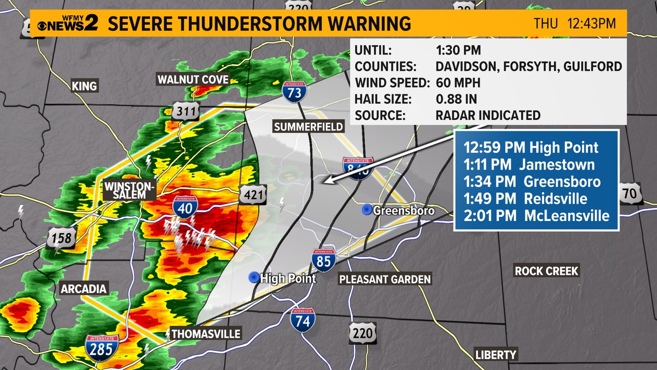 Christian Morgan 12 45 Pm Severe Thunderstorm Warning For Forysth Guilford Davidson Until 1 30 Pm For This Storm In East Forsyth Right Now Jamestown Greensboro Heads Up In The Next 30