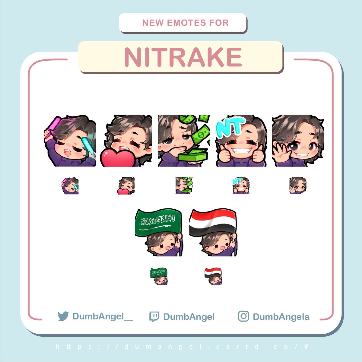 angeolotl's tweet photo. New set of emotes for @Nitrake !💗
#twitchemotes #commission https://t.co/LyPFkHa1pO