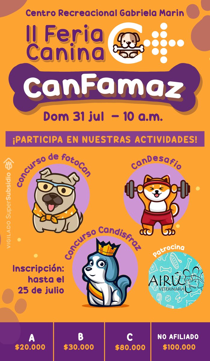 cafamaz's tweet photo. II Feria Canina 🐶 CanFamaz 🤩 

Inscribete y gana premios  📲 311 294 2301
💉 Jornada de vacunación y desparasitación gratuita.

AIRÙ Veterinaria" Patrocinador oficial. 

#CanFamaz #AiruVeteritaria #CafamazCompromisoSocial https://t.co/5lZWp4ZB60