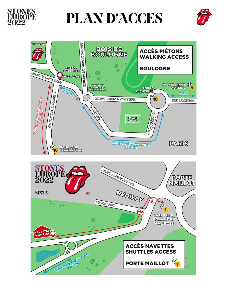 ℹ️ Retrouvez toutes les infos pratiques pour accéder au concert des @RollingStones à #ParisLongchamp 👉 bit.ly/3RQQUEY