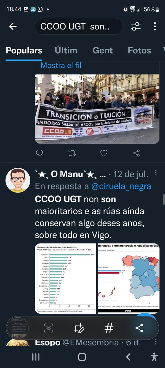 naxoxan's tweet photo. @RafaelGarcia64 @rabizasi @D0m1970Bcn @CAZAYMTB Date un baño de realidad, Rafael, pon el buscador "CCOO UGT son..." o al revés...y no te acabas los coments y opiniones sobre lo que sois. Ni más ni menos. Sois el reflejo de vuestras acciones. También inacciones
#UGTCCOO #LameBotasDelAmo https://t.co/KG8sSaPOiB