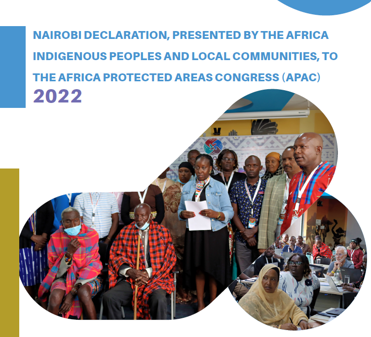ForestPeoplesP's tweet image. Read now:
The Nairobi Declaration: presented by the Africa #IndigenousPeoples and Local Communities to @IUCN at the @APA_Congress this week
 
bit.ly/3yOPzpn
 
#ForPeopleAndNature #APAC2022